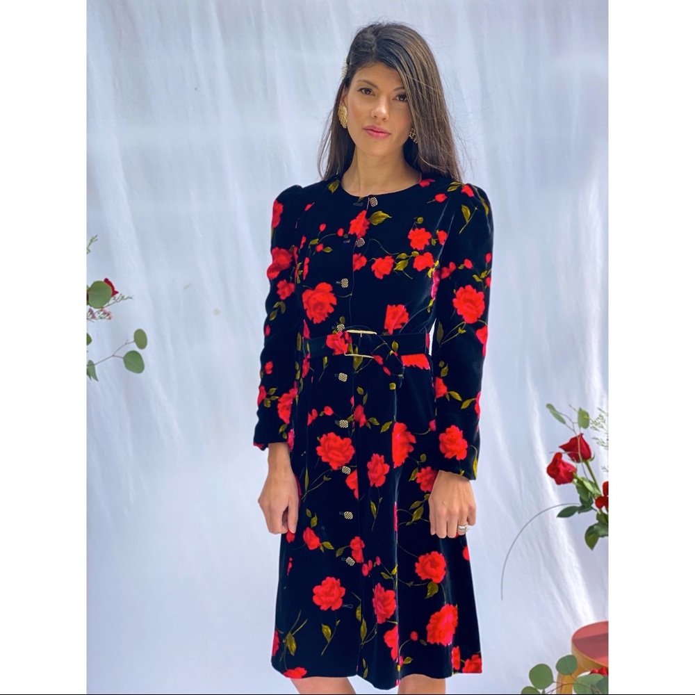 Vintage Bella Katsumi Velvet Rose Coat